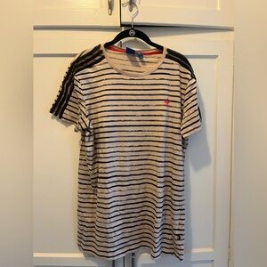 Adidas Black and Cream Striped Tee